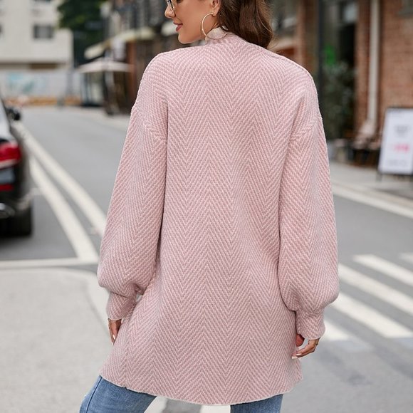 Preppy Casual Womens Lantern Sleeve Drop Shoulder Duster Cardigan - Picture 2 of 5